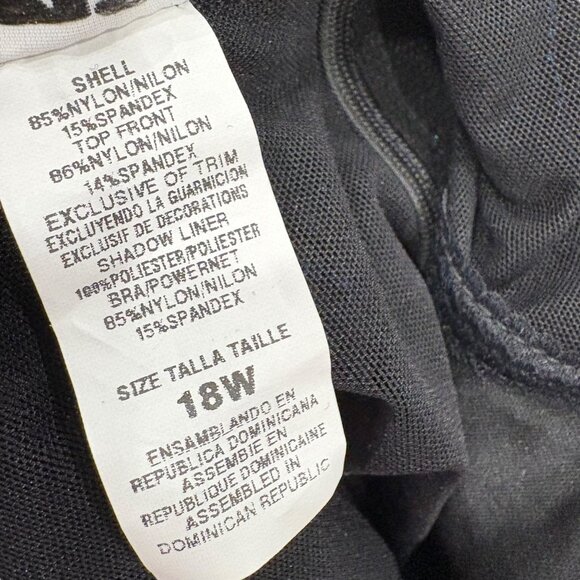 Longitude Womens 18W Black One-Piece Swimsuit With Multicolor Stripes & Scoop Ba - Picture 3 of 5